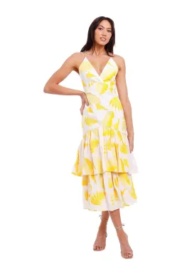 Acler Wray Dress Yellow Print Size 8 for rent on The Volte - image 1