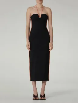 Paris Georgia Nassia Midi Dress Black & Pink Leather Size 10 for rent on The Volte - image 1