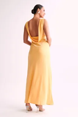 Meshki Nadia Satin Dress with Back Cowl Lemon Size XS/ AU 6 for rent on The Volte - image 3