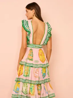 Alemais Porcelain Frill Midi Dress In Pink Size 10 for rent on The Volte - image 10