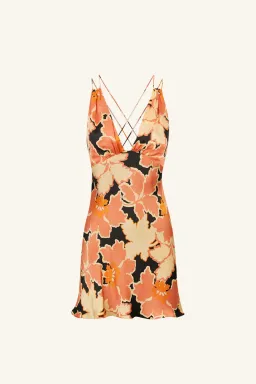 Shona Joy Rosa Silk Plunged Double Strap Mini Dress Coral/Pink Multi Size 8 for rent on The Volte - image 5