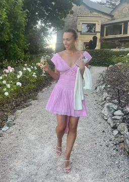 Aje Escapist Mini Dress Pink Size 6  for rent on The Volte - image 5