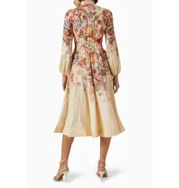 Zimmermann Luminosity Buttoned Midi Dress Morisot Cream Print Size 2 / AU 12 for rent on The Volte - image 3