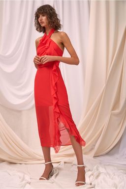 C/MEO COLLECTIVE ELUDE MIDI DRESS CHILLI for rent on The Volte - image 8
