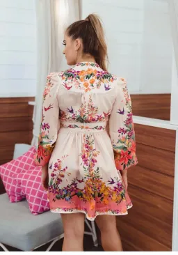 Zimmermann Tropicana Plunge Mini Dress Cream Floral Size 3 / AU 14 for rent on The Volte - image 3