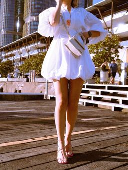 Bassike Gathered Balloon Dress White Size 10 for rent on The Volte - image 5