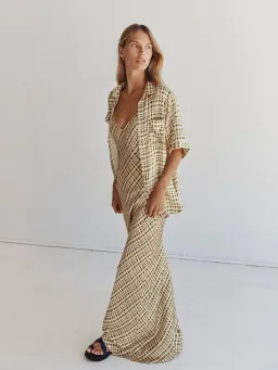 Dissh Dilan Vacation Shirt and Satin Slip Dress Set Print Size 6 for rent on The Volte - image 1