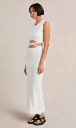 Bec & Bridge Effie Knit Cut Out  Midi Dress White Size 8 for rent on The Volte - image 2