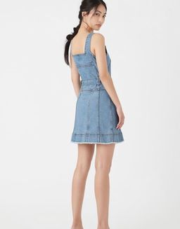 Aje Paperbark Denim Belted Mini Dress Blue Size 4 for rent on The Volte - image 3