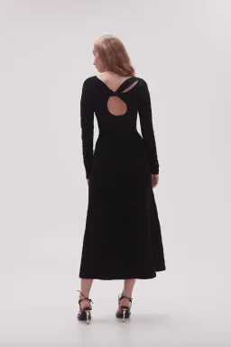 Aje Celeste Twist Knit Midi Dress Black Size M / AU 10 for rent on The Volte - image 3