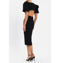 Rebecca Vallance Victoria Puff Sleeve Midi Dress in Black Size S / AU 12 for rent on The Volte - image 3
