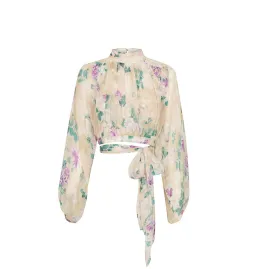 Shona Joy Dontella Cropped Long Sleeve Blouse And Donatella Shirred Ra Ra Skirt Set Floral Size AU 6 for rent on The Volte - image 4