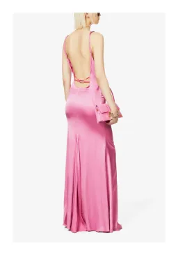 Jacquemus Mentalo Open-Back Satin Maxi Dress Pink Size 12 for rent on The Volte - image 2