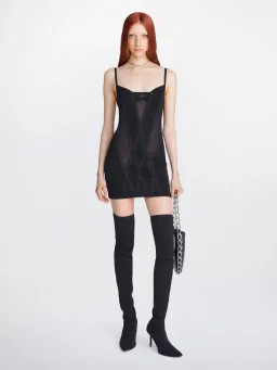 Dion Lee Oblique Corset Dress Black Size 6 for rent on The Volte - image 1