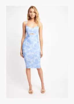 Kookai Turia Midi Dress Blue Floral Size 6 for rent on The Volte - image 1