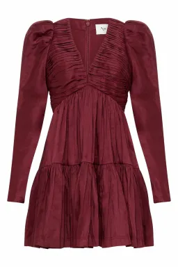 Aje Impasto Ruched Mini Dress Burgundy Size 8 for rent on The Volte - image 4