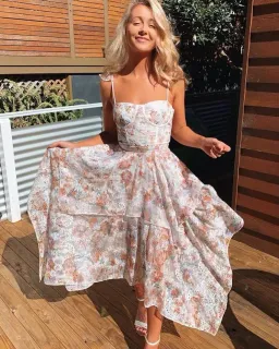 Prem The Label Amina Midi Dress Multi Floral Size 6  for rent on The Volte - image 4