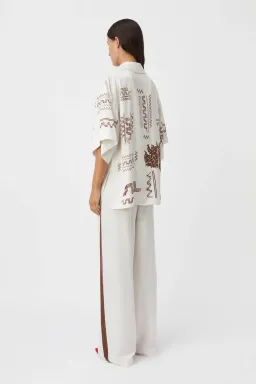 Camilla and Marc Cassia Short Sleeve Shirt and Pant Set in Oyster Grey Size 8 for rent on The Volte - image 2