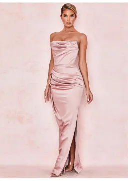 House of CB Adrienne Satin Strapless Gown Blush Size S / AU 8 for rent on The Volte - image 1