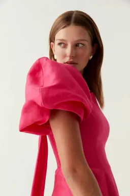 Aje Arista Tulip Sleeve Mini Dress Bougainvillea Red Pink Size AU 12 for rent on The Volte - image 4