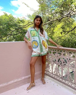 Alemais Porcelain Silk Shirt Size 8 and Short Size 10 Set Multi for rent on The Volte - image 2