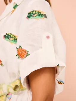 Alemais Blue Marlin Embroidered Dress In Cream Print Size 8 for rent on The Volte - image 5