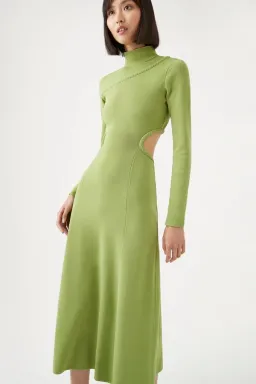 Aje Amelie Braided Cut Out Knit Dress Green Size L/ AU 12 for rent on The Volte - image 2