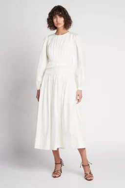 Aje Tidal Tucked Midi Dress Ivory Size 4 for rent on The Volte - image 1