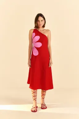 Farm Rio Red Cut-Out Flower Dress Floral Size 6 for rent on The Volte - image 1