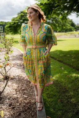 Zimmermann Estelle Buttoned Midi Dress Print Size 16 for rent on The Volte - image 1