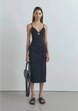 Viktoria & Woods Denim Midi Dress Black Size 8 for rent on The Volte - image 1