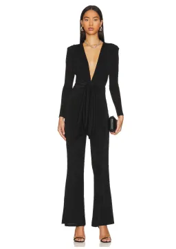 MISHA Thelka Slinky Jersey Jumpsuit Black Size 8 for rent on The Volte - image 1