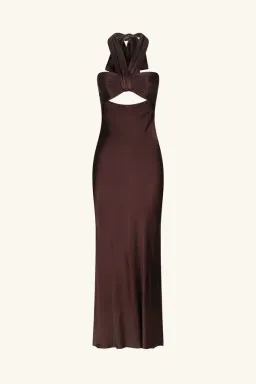 Shona Joy Lana Ruched Halter Midi Dress in Cocoa Size 14 for rent on The Volte - image 5