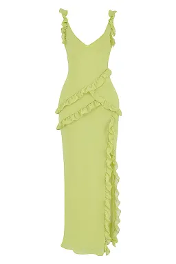 House of CB Pixie Ruffle Maxi Dress Lime Size L / AU 12 for rent on The Volte - image 7