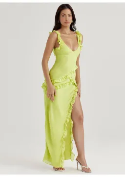 House of CB Pixie Ruffle Maxi Dress Lime Size L / AU 12 for rent on The Volte - image 1