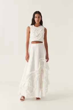 Aje Aurelia Frill Shell Top &  Kendra Frill Maxi Skirt Set Ivory Size 8 for rent on The Volte - image 1