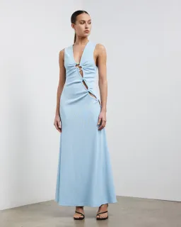 Christopher Esber Chasm Cay Buckle Dress Blue Calcite Size 8 for rent on The Volte - image 1