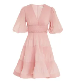Zimmermann Pleated Mini Dress in Light Peach 0P / AU 6 for rent on The Volte - image 2