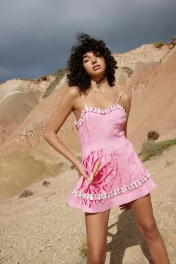 Aston Studio Raquel Mini Dress In Arisa Anthurium Size 8 for rent on The Volte - image 1