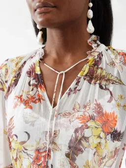 Zimmermann Matchmaker Tiered Midi Dress Ivory Tropical Floral Size 0P / AU 6 for rent on The Volte - image 2