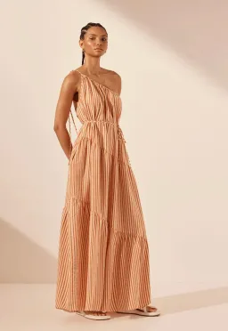 Shona Joy Hele One Shoulder Tiered Maxi Dress Coconut/Tangerine Size AU 6 for rent on The Volte - image 5
