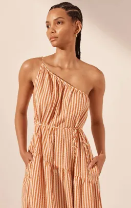 Shona Joy Hele One Shoulder Tiered Maxi Dress Coconut/Tangerine Size AU 6 for rent on The Volte - image 4