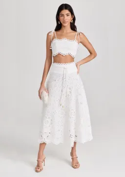 Zimmermann Ottie Embroidered Bodice & Flared Skirt Set Ivory Size 1 / AU 10 for rent on The Volte - image 1