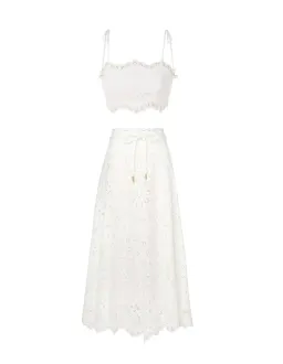 Zimmermann Ottie Embroidered Bodice & Flared Skirt Set Ivory Size 1 / AU 10 for rent on The Volte - image 4