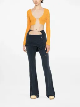 Jacquemus Logo Embelished Cropped Cardigan in Orange Size XS / AU 6 for rent on The Volte - image 1