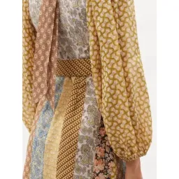 Zimmermann High Neck Patchwork Linen Mini Dress Brown Stripe Size 1 / AU 10 for rent on The Volte - image 4