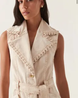 Aje Lorah Denim Midi Dress Sand Size 10  for rent on The Volte - image 4