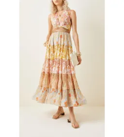 Zimmermann Postcard Pleated Midi Dress Splice Size 0 /Au 8  for rent on The Volte - image 1