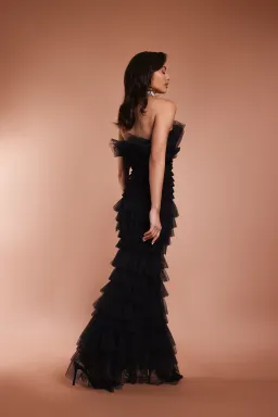 From A Friend Odette Tulle Ruffle Maxi Dress Black Size XS/S / AU 6/8 for rent on The Volte - image 5