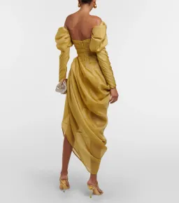 Zimmermann Sensory Drape Linen-Blend Midi Dress Green Size 10 for rent on The Volte - image 2